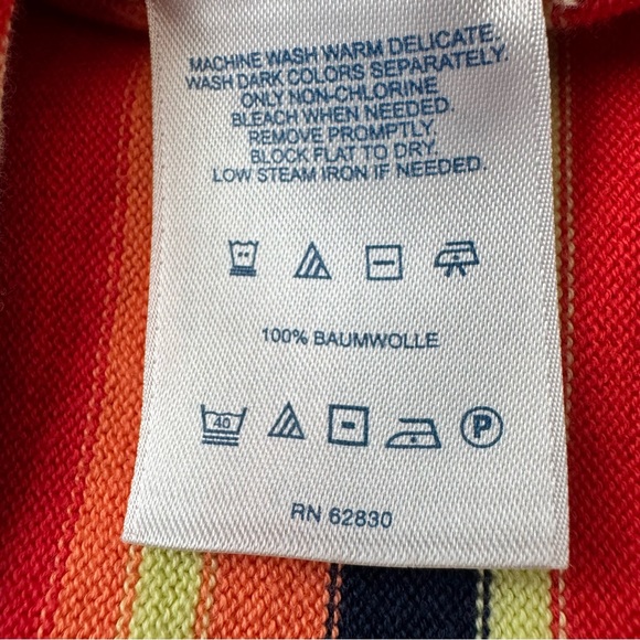 Lands' End 100% Supima Cotton Striped Crewneck 3/4 Sleeve Sweater Red Size MP - Picture 10 of 13